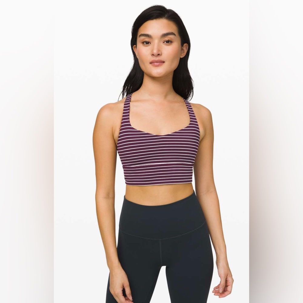 Lululemon Free to Be Bra Wild Long Line | Maroon Striped